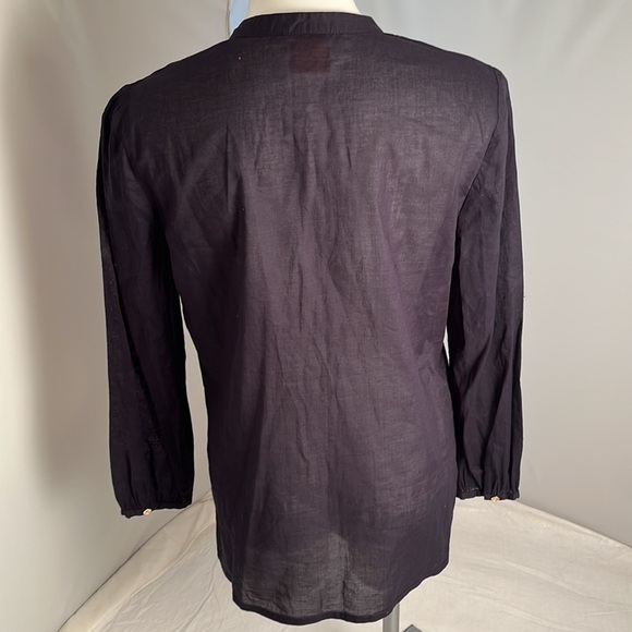 Tory Burch navy blue lightweight ruffle neckline tunic top - Picture 5 of 14